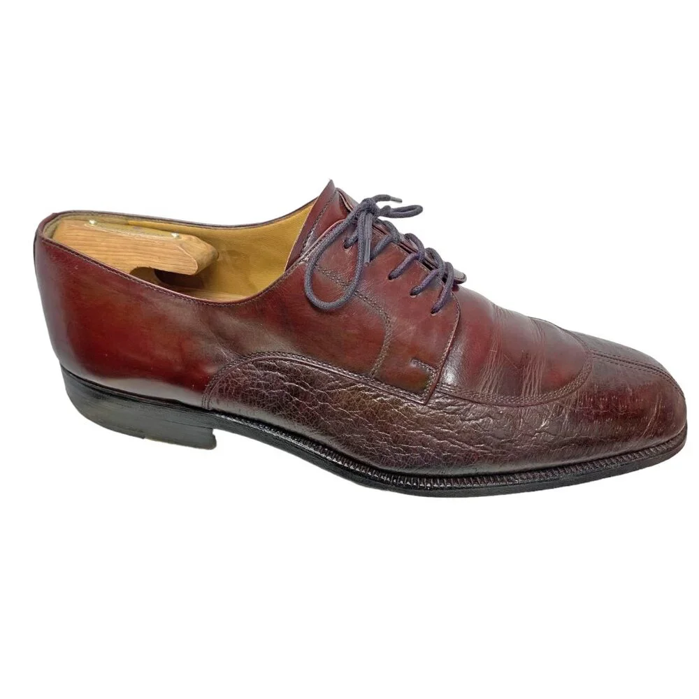 Moreschi 32159 Peccary Calfskin Leather Burgundy Dress‎ Oxfords
